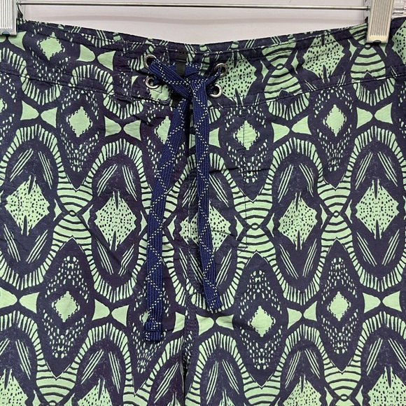 Patagonia Mens Board Shorts Nav/yGreen Aztec Surfboard Nylon Zip Pockets Size 32 - Picture 3 of 9